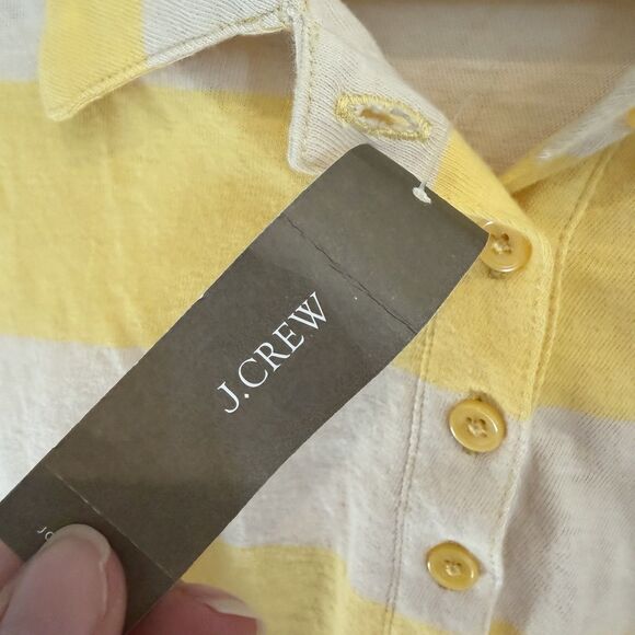 NEW J Crew Shirt Women’s Small Butter Yellow Rugby Striped Polo Knit Y2K Preppy - Picture 6 of 14